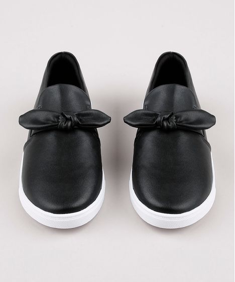 slip on preto laço