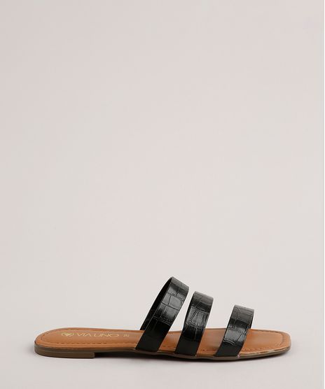 Rasteira-Feminina-Via-Uno-Texturizada-Croco-com-Tiras--Preta-9683850-Preto_1