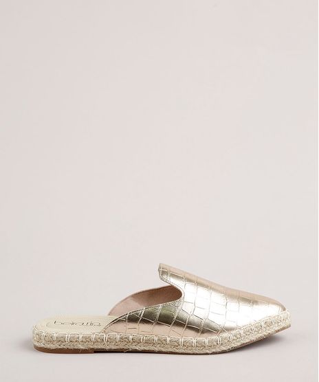 Mule-Feminino-Beira-Rio-Conforto-Bico-Fino-Texturizado-Croco-Dourado-9760705-Dourado_1
