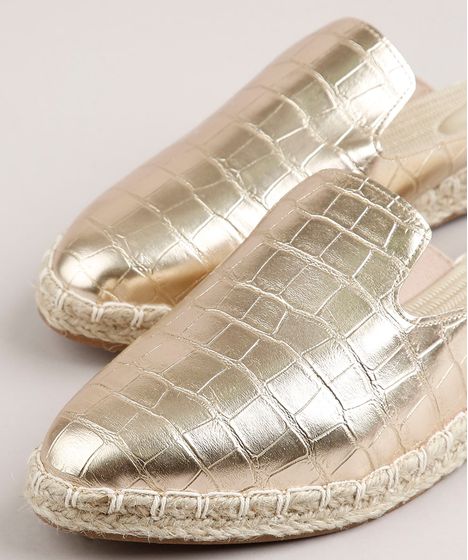 mule feminino dourado