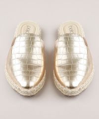 Mule-Feminino-Beira-Rio-Conforto-Bico-Fino-Texturizado-Croco-Dourado-9760705-Dourado_4