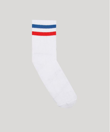 Meia-Feminina-com-Listras-Cano-Alto-Branca-9741962-Branco_1