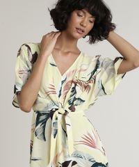 Vestido-Feminino-Curto-Estampado-de-Folhagem-com-No-Manga-Curta-Amarelo-Claro-9649858-Amarelo_Claro_4