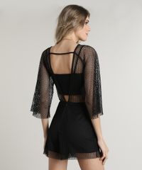 Macaquinho-Feminino-em-Tela-com-Sobreposicao-Manga-3-4-Preto-9751017-Preto_2