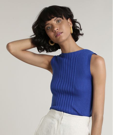 Regata-Feminina-Canelada-em-Trico-Decote-Redondo-Azul-Royal-9697828-Azul_Royal_1