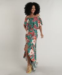 Vestido-Feminino-Longo-Mullet-Ciganinha-Estampado-Floral-com-Babado-Manga-Curta-Verde-9718063-Verde_1