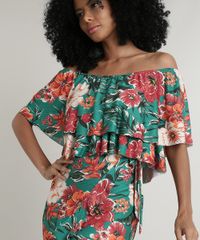 Vestido-Feminino-Longo-Mullet-Ciganinha-Estampado-Floral-com-Babado-Manga-Curta-Verde-9718063-Verde_4