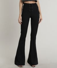 Calca-Feminina-Flare-Canelada-com-Lace-Up-Preta-9722932-Preto_1 Calca-Feminina-Flare-Canelada-com-Lace-Up-Preta-9722932-Preto_1