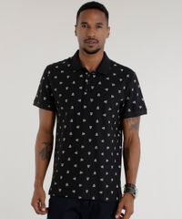 Polo-em-Piquet-Estampada-de-Triangulos-Preta-8557203-Preto_1