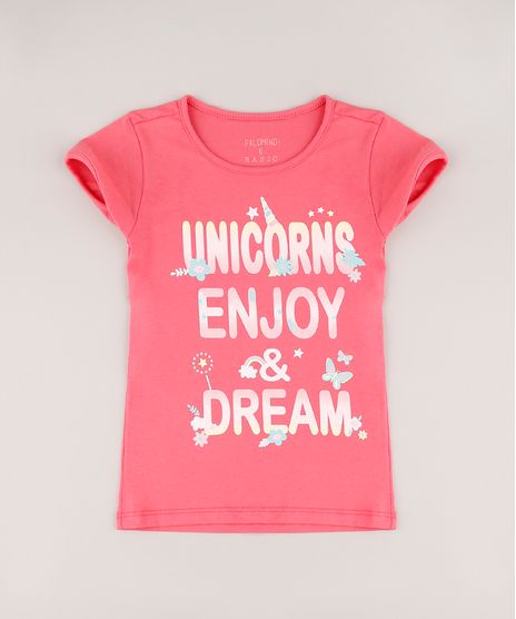Blusa-Infantil--Unicorns--com-Glitter-Manga-Curta-Coral-9756256-Coral_1