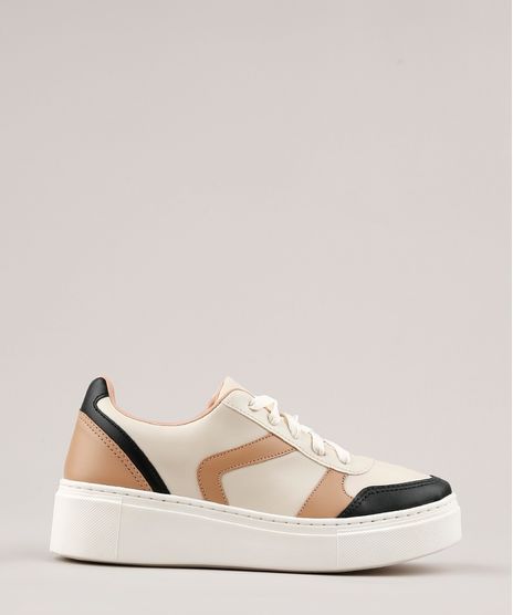 Tenis-Feminino-Oneself-Flatform-com-Recortes-Bege-Claro-9698017-Bege_Claro_1