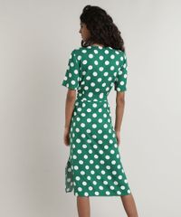 Vestido-Feminino-Midi-Estampado-de-Poa-com-No-Manga-Curta-Verde-9643842-Verde_2