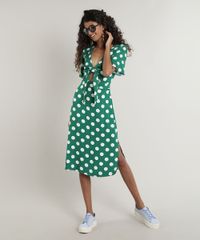 Vestido-Feminino-Midi-Estampado-de-Poa-com-No-Manga-Curta-Verde-9643842-Verde_3
