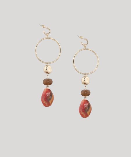 Brinco-Feminino-de-Argola-com-Pingentes-de-Pedras-Dourado-9650001-Dourado_1