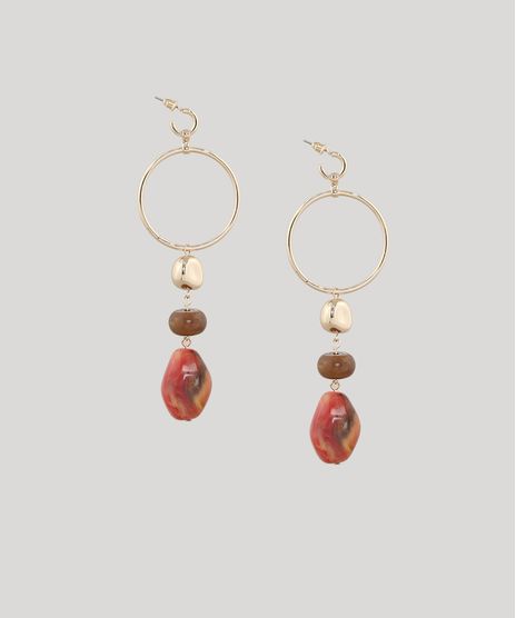 Brinco-Feminino-de-Argola-com-Pingentes-de-Pedras-Dourado-9650001-Dourado_1