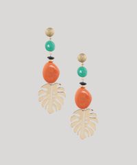 Brinco-Feminino-com-Pingente-de-Folhagem-Dourado-9651592-Dourado_1
