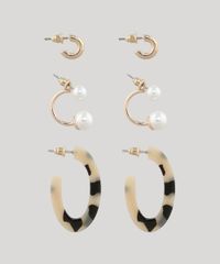 Kit-de-3-Brincos-Femininos-com-Perola-Dourado-9649991-Dourado_1