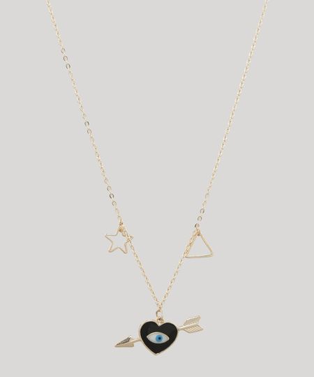Colar-Feminino-com-Pingente-de-Coracao-e-Olho-Grego-Dourado-9657442-Dourado_1