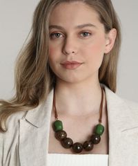 Colar-Feminino-com-Pingentes-de-Esferas-Marrom-9649995-Marrom_2
