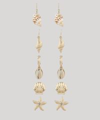 Kit-de-5-Brincos-Femininos-com-Pingentes-Maritimos-Dourado-9650216-Dourado_1