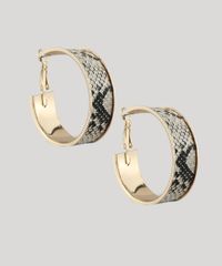 Brinco-Feminino-de-Argola-com-Estampa-Animal-Print-de-Cobra-Dourado-9651986-Dourado_1