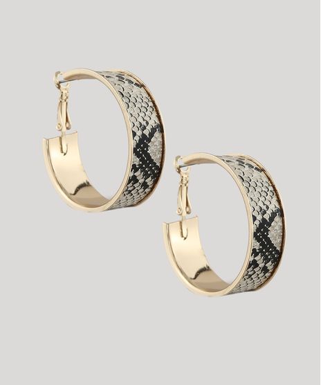 Brinco-Feminino-de-Argola-com-Estampa-Animal-Print-de-Cobra-Dourado-9651986-Dourado_1