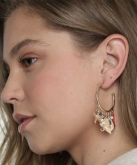 Brinco-Feminino-de-Argola-Folheado-com-Pingentes-Maritimos-Dourado-9661849-Dourado_2