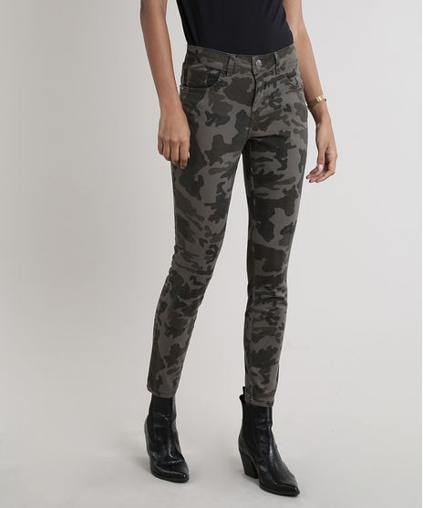 Calca-de-Sarja-Feminina-Skinny-Estampada-Camuflada-Verde-Militar-9243332-Verde_Militar_1