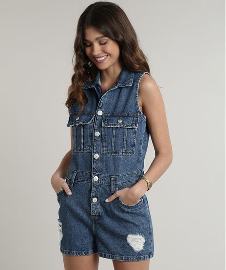 Macaquinho-Jeans-Feminino-com-Bolsos-e-Rasgos-Sem-Manga-Azul-Escuro-9750177-Azul_Escuro_1