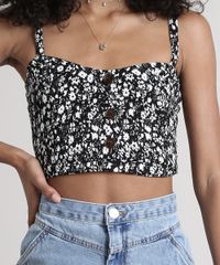 Top-Cropped-Feminino-Estampado-Floral-com-Botoes-Alcas-Medias-Decote-Redondo-Preto-9704002-Preto_4
