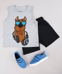 Conjunto-Infantil-Scooby-Doo-de-Regata-Cinza-Mescla-Claro---Bermuda-em-Moletom-Preta-9752862-Preto_3