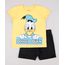 Conjunto-Infantil-Pato-Donald-de-Camiseta-Manga-Curta-Amarela---Bermuda-em-Moletom-Preta-9752866-Preto_1