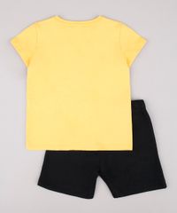 Conjunto-Infantil-Pato-Donald-de-Camiseta-Manga-Curta-Amarela---Bermuda-em-Moletom-Preta-9752866-Preto_2