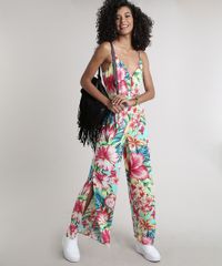 Macacao-Feminino-Estampado-Floral-Tropical-com-Fenda-e-Vazado-Decote-V-Alcas-Finas-Azul-9630045-Azul_3