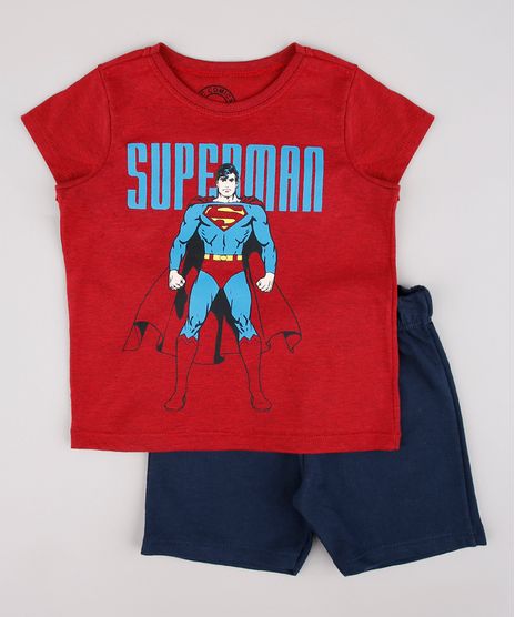 Conjunto-Infantil-Super-Homem-de-Camiseta-Manga-Curta-Vermelha---Bermuda-em-Moletom-Azul-Marinho-9752867-Azul_Marinho_1