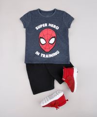 Conjunto-Infantil-Homem-Aranha-de-Camiseta-Manga-Curta-Azul---Bermuda-em-Moletom-Preta-9752865-Preto_3