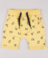 Bermuda-Infantil-Estampada-Tropical-em-Moletom-Amarela-9729578-Amarelo_1