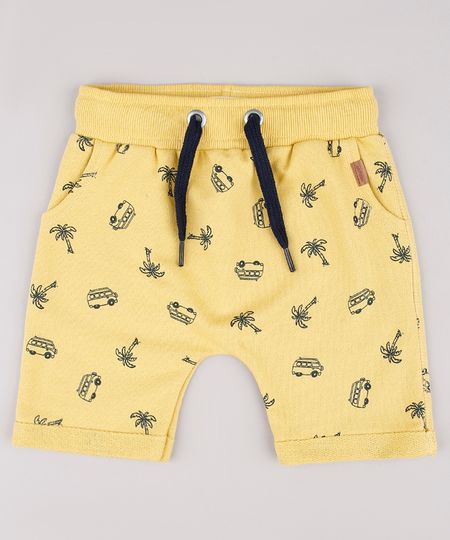 Bermuda-Infantil-Estampada-Tropical-em-Moletom-Amarela-9729578-Amarelo_1