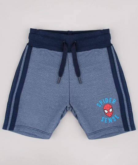 Bermuda-Infantil-Homem-Aranha-em-Moletom-com-Faixas-Laterais-Azul-9730345-Azul_1