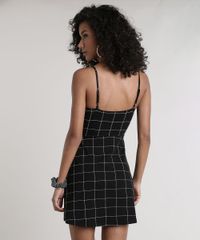 Vestido-Feminino-Curto-Estampado-Quadriculado-Alcas-Finas-Decote-Reto--Preto-9706293-Preto_2