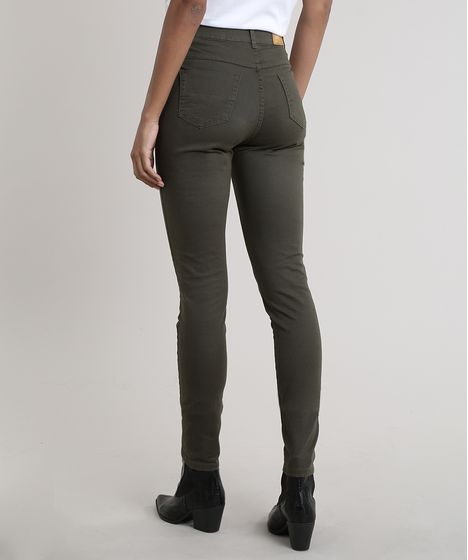 calça skinny verde militar