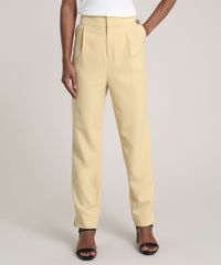 Calca-Feminina-Reta-Alfaiatada-com-Bolsos-Amarela-9643997-Amarelo_1