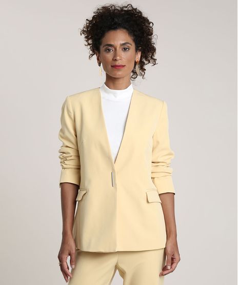 Blazer-Feminino-com-Bolsos-Amarelo-9647707-Amarelo_1