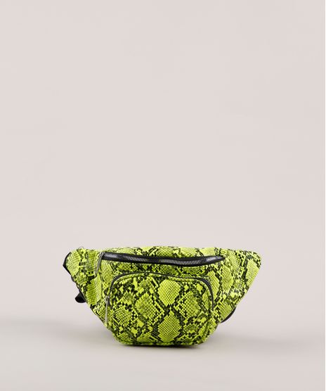 Pochete-Feminina-com-Estampa-e-Textura-Animal-Print-de-Cobra-Verde-Neon-9632379-Verde_Neon_1