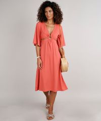 Vestido-Feminino-Midi-Canelado-com-Vazado-Manga-3-4-Coral-9588311-Coral_3 Vestido-Feminino-Midi-Canelado-com-Vazado-Manga-3-4-Coral-9588311-Coral_3