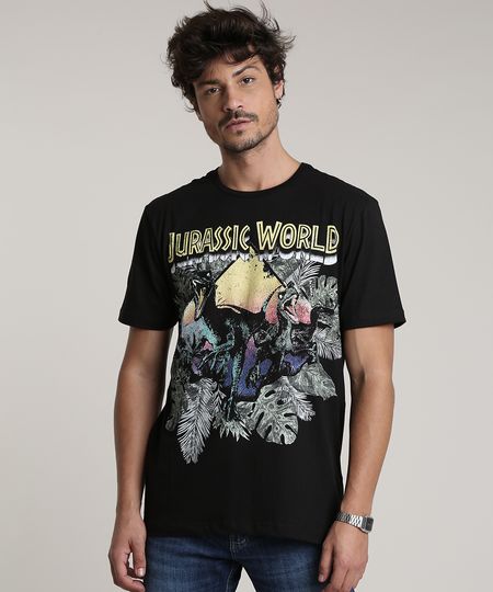 Camiseta-Masculina-Jurassic-World-Manga-Curta-Gola-Careca-Preta-9755142-Preto_1