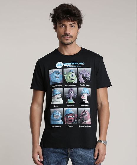 Camiseta-Masculina-Monstros-S-A--Manga-Curta-Gola-Careca-Preta-9780408-Preto_1