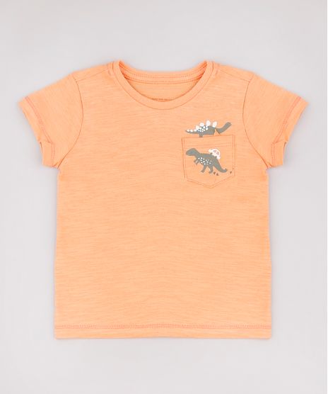Camiseta-Infantil-Dinossauros-com-Bolso-Manga-Curta-Laranja-9768189-Laranja_1