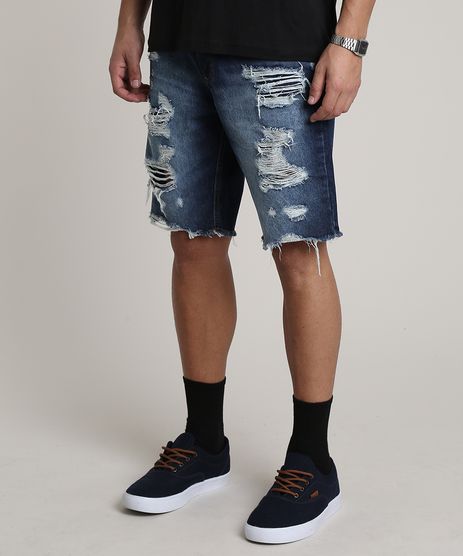 bermuda jeans masculina cortada