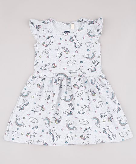 Vestido-Infantil-Estampado-de-Unicornios-com-Babado-Sem-Manga-Cinza-Mescla-Claro-9742273-Cinza_Mescla_Claro_1